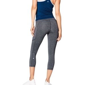 Lululemon Speed Up Leggings Crop 21” Heather Gray Pockets Size 4 pockets